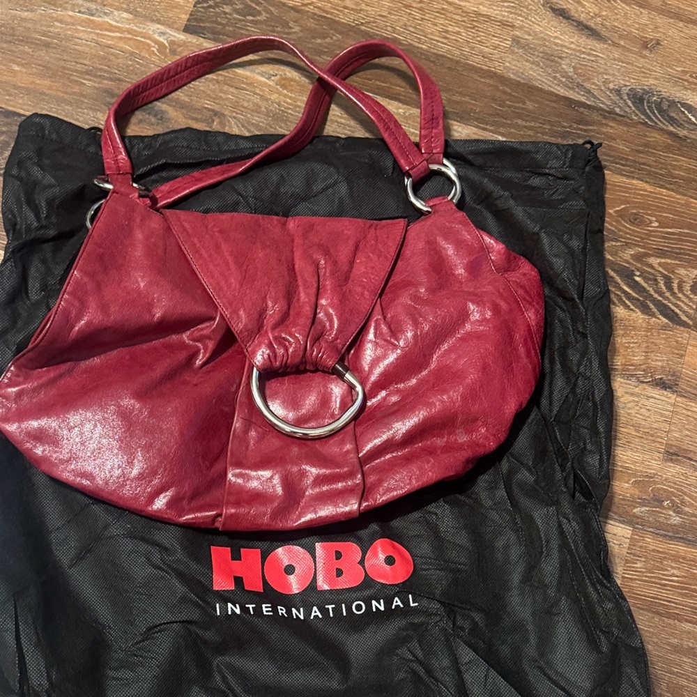 HOBO Burgundy Leather Hobo Bag